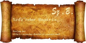 Szünder Beatrix névjegykártya
